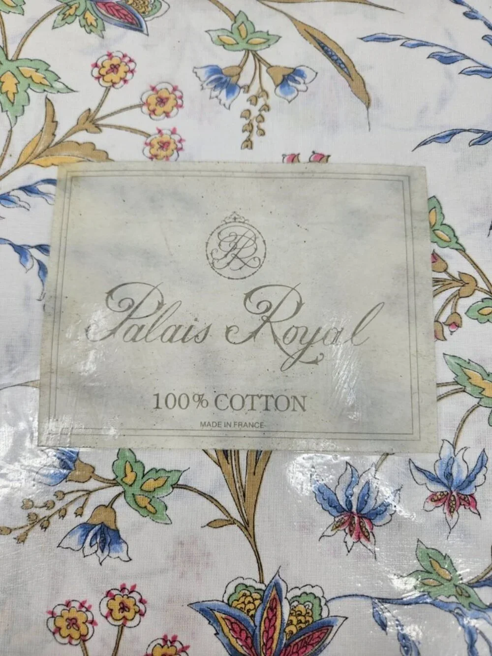 VTG New Palais Royal Cotton Full Queen Flat Sheet Made in France Floral